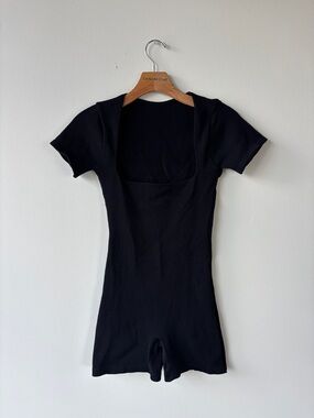 Windsor Black Ribbed Short Jumpsuit